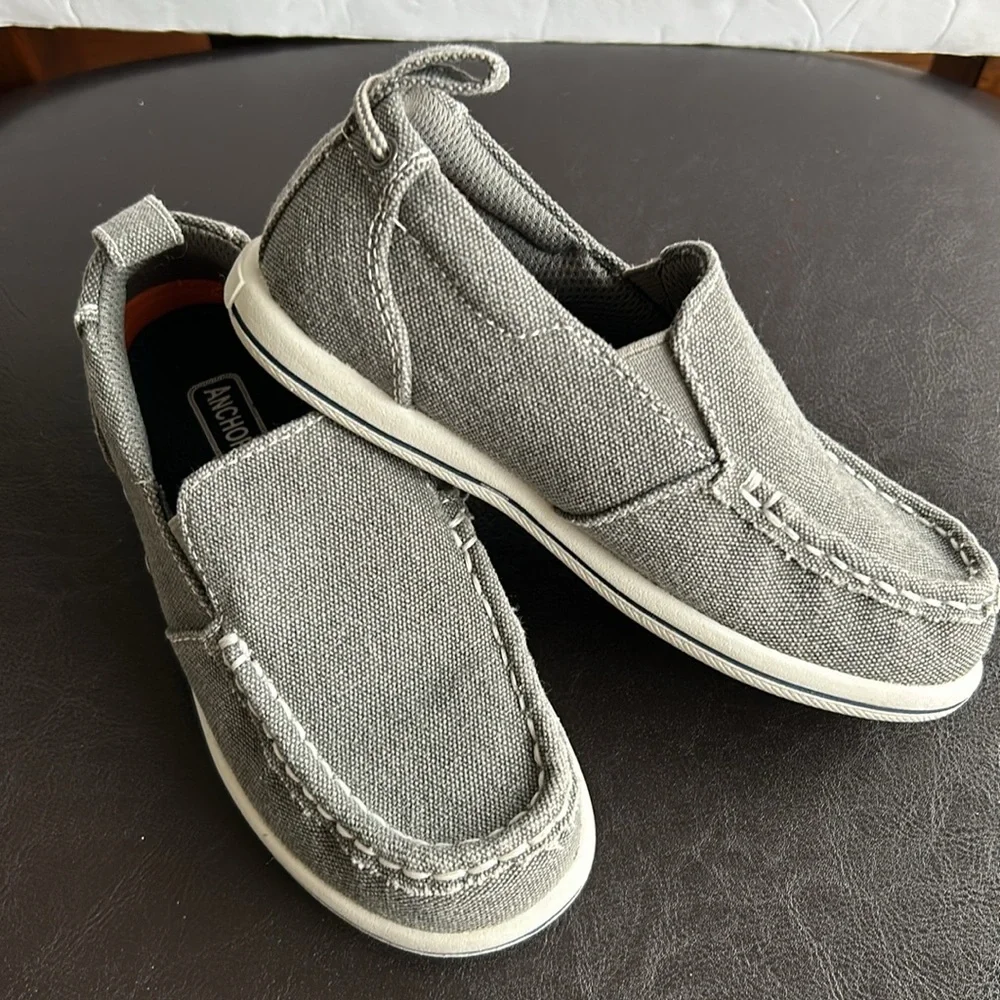 Anchors Edge Bay Boys Gray Slip-On Shoes, Jimmy, Texile size 12M 🌞